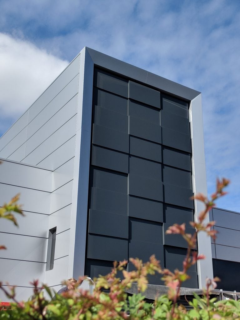 Staggered cladding panels create a great effect from every angle.